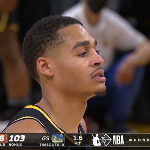 Jordan Poole heaves half-court shot with 5 seconds remaining | NBA on ESPN