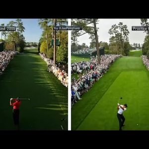 Tiger Woods in 2005 vs. 2022 at The Masters hasnâ€™t changed much!Â ðŸ�¯
