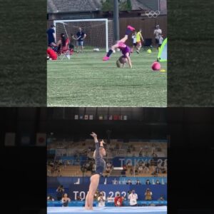 Who said gymnasts can't play football? 😜#LetsMove | #OlympicDay | 📹 (TT): @raynnennraynne1
