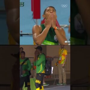 Usain Bolt’s reaction to Wayde van Niekerk smashing the 400m WR at #Rio2016 😤